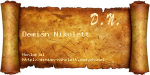 Demián Nikolett névjegykártya